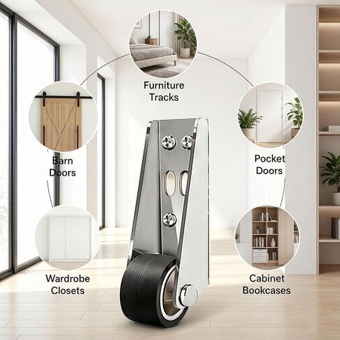 4 pcs Vertical Track Roller Wheel, Heavy Duty Sliding Door Bottom Guide, Load-Bearing Anti-Sag Sliding Door Bottom Rollers, Door & Drawer, Up to 110LBS(50KG) Load Capacity in Kuwait