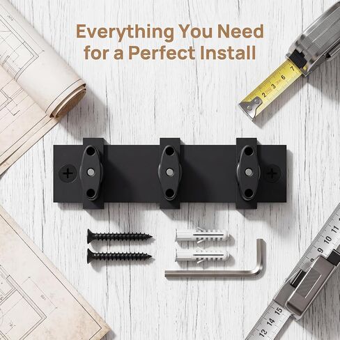 Adjustable Sliding Closet Door Floor Guide, 3-Roller Dual-Sided Design for Smooth Sliding, Fits Bypass and Barn Doors up to 1.57" Thick, Aluminum Alloy with Nylon Rollers in Kuwait