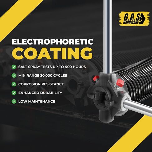 G.A.S Hardware| 0.289x2-5/8"x30'' Commercial Garage Door Torsion Spring Replacement, Min 20,000 Cycles Precision E-Coating 5-Year Warranty Heavy Duty (Right Side-Black Cone) in Kuwait