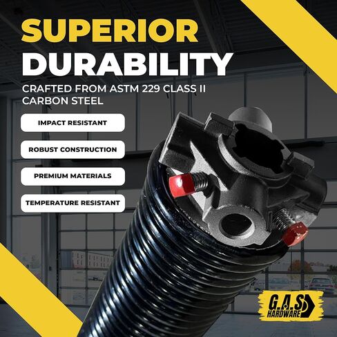 G.A.S Hardware| 0.289x2-5/8"x30'' Commercial Garage Door Torsion Spring Replacement, Min 20,000 Cycles Precision E-Coating 5-Year Warranty Heavy Duty (Right Side-Black Cone) in Kuwait