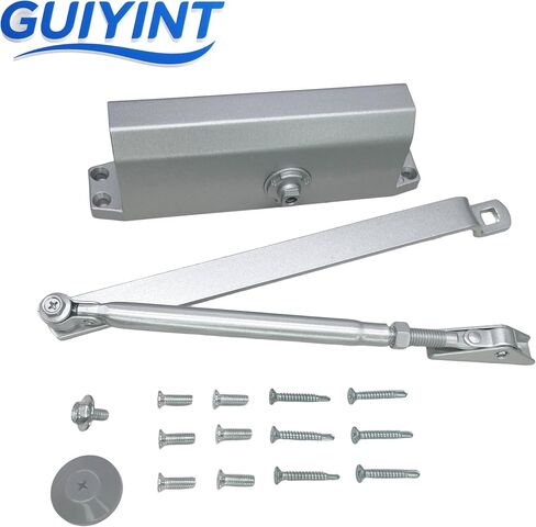 Medium Duty Automatic Door Closer (Silver)- Durable Cast Aluminum, Hydraulic with Adjustable Speed, 3 Mounting Options, ANSI Certified for Commercial, Home, Office, Storefront (Up to 150 lbs) in Kuwait