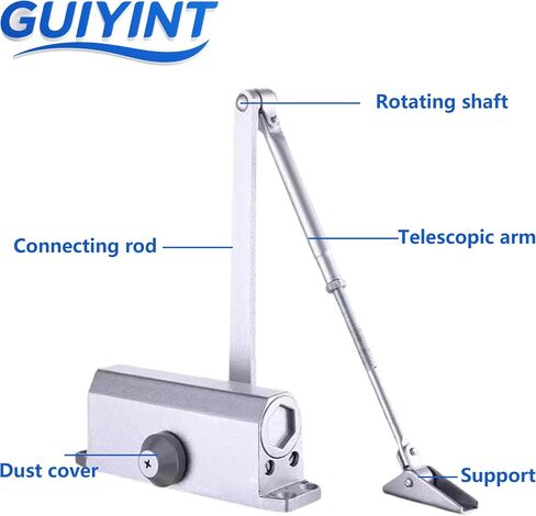 Medium Duty Automatic Door Closer (Silver)- Durable Cast Aluminum, Hydraulic with Adjustable Speed, 3 Mounting Options, ANSI Certified for Commercial, Home, Office, Storefront (Up to 150 lbs) in Kuwait