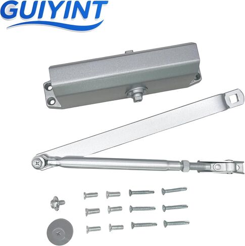 Medium Duty Automatic Door Closer (Silver)- Durable Cast Aluminum, Hydraulic with Adjustable Speed, 3 Mounting Options, ANSI Certified for Commercial, Home, Office, Storefront (Up to 150 lbs) in Kuwait