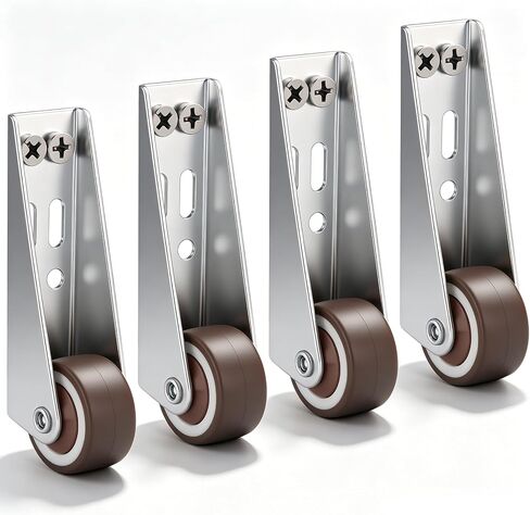 Vertical Heavy-Duty Track Roller Wheels, Alloy Steel Sliding Door Bottom Guide Rollers with Silent Soft Rubber Casters, Fit Barn Doors, Cabinets, Gates & Drawers, Max 110 LBS (50 KG) Load, 4 Pack in Kuwait