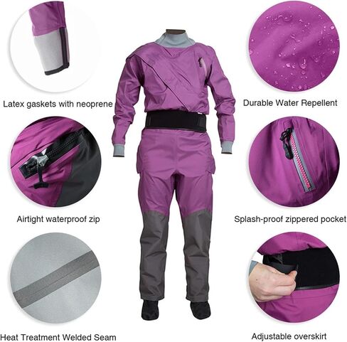 Women's Kayaking Drysuit Swimming In Cold Pool Surfing Rafting Paddling Strokes Waterproof for Dinghy, Sailing, Kayaking(MULTI,XXL) in Kuwait