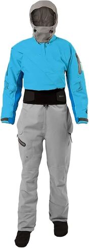 Women's Drysuit For Kayaking Dry Suit Diving Sufing Front Zip Waterproof One-Piece Hoodies for Dinghy, Sailing, Kayaking(Blue,XLS) in Kuwait