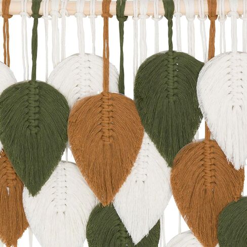 Large Macrame Wall Hanging Feather Decor – Handmade Cotton Cord Boho Room Decor for Bedroom, Nursery, Office – 39" W x 29.5" L (Silver, Gold, White) in Saudi Arabia
