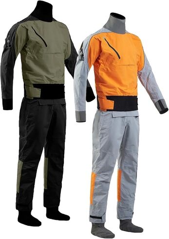 Dry Suit Kayak Waterproof Rain Race For Mud Hunting Fishing Neoprene With Boots for Dinghy, Sailing, Kayaking(Green,L) in Kuwait