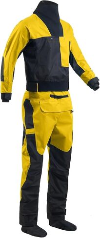 Men Drysuits Latex Cuff And Splash Collar Flatwater Paddling Waterproof Breathable Dry Suit for Dinghy, Sailing, Kayaking(Yellow,XXXL) in Kuwait