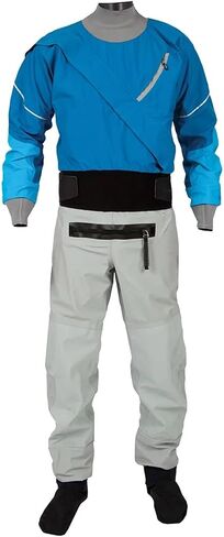 Waterproof Dry Suit For Men, 3 Layers Fabric, Surfing Rafting, Breathable Hoodie, 1 Piece for Dinghy, Sailing, Kayaking(Blue,S) in Kuwait