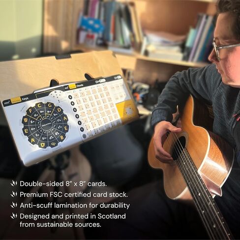 حزمة كاملة من نظرية الجيتار - مخططات وتر ورقة الغش في الجيتار، وحدة فك ترميز دائرة الأخماس + كتاب، بوصلة وتر الجيتار المنزلقة + كتاب، بوصلة موازين الجيتار المنزلقة + كتاب - تعلم الحبال والمفاتيح والأوتار in Kuwait
