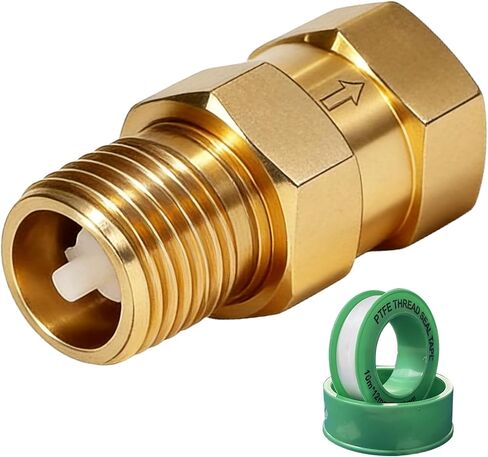 RV Water Heater Backflow Preventer, 1/2" NPT Male to Female Thread Hot Water Heater Check Valve, Lead-Free Brass Check Valve for RV, Camper, Motorhome, Trailer in Kuwait