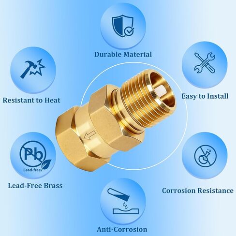 RV Water Heater Backflow Preventer, 1/2" NPT Male to Female Thread Hot Water Heater Check Valve, Lead-Free Brass Check Valve for RV, Camper, Motorhome, Trailer in Kuwait