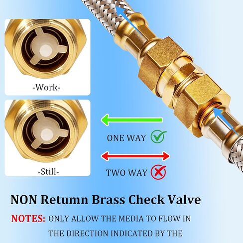 RV Water Heater Backflow Preventer, 1/2" NPT Male to Female Thread Hot Water Heater Check Valve, Lead-Free Brass Check Valve for RV, Camper, Motorhome, Trailer in Kuwait