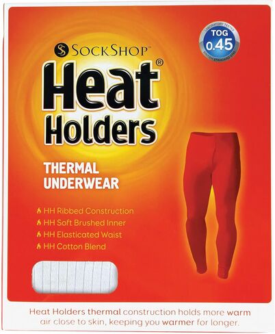 ملابس داخلية حرارية رجالي من القطن من HEAT HOLDERS، مقاس كبير، مقاس 36-38 بوصة، لون أبيض طويل in Kuwait