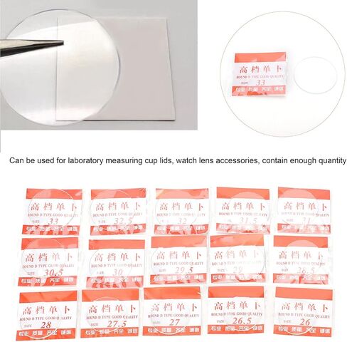 Watch Crystal Lens Glass, 15PCS 26 to 33mm Watch Glass Replacement Convex Surface Laboratory Measuring Cup Lid in Kuwait