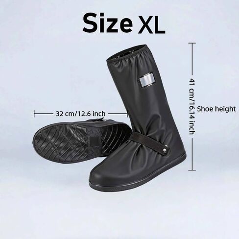 أغطية أحذية مقاومة للماء مقاس XL (للسيدات 9.5-11.5 / الرجال 9.5-11)، أغطية أحذية المطر غير القابلة للانزلاق قابلة لإعادة الاستخدام مع سحاب وشريط عاكس، معدات المطر المحمولة للسفر للرجال والنساء in Kuwait