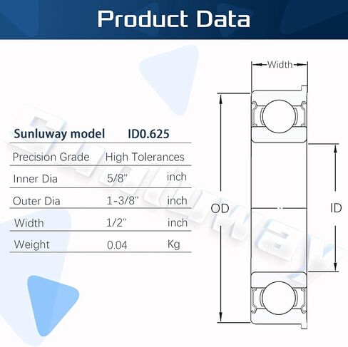 10 Pack Flanged Ball Bearings 5/8" x 1-3/8" x 1/2", Pre Lubricated, for Lawn Mower, Wheelbarrows, Carts & Hand Trucks Wheel Hub, Replacement for JD AM118315, AM35443, Stens 215-038, 215-061 Etc in Kuwait