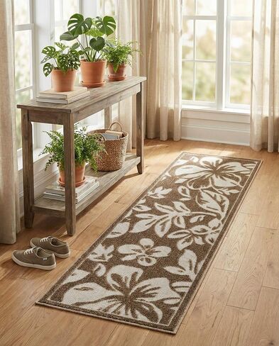 Rugs.com سجادة مجموعة نباتات خارجية - سجادة مسطحة باللون البيج مقاس 5 × 8 بوصة مثالية لغرف النوم وغرف الطعام وغرف المعيشة in Kuwait