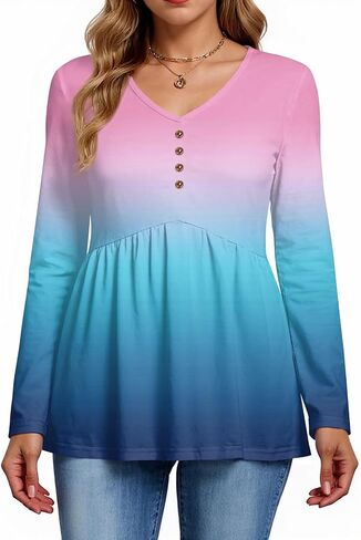 Ladies Tops and Blouses for Women Dressy Casual Button Down Shirts Peplum Tops for Women Plus Size Fall Clothes in Saudi Arabia