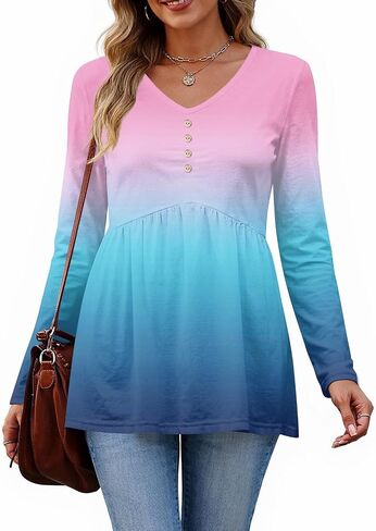 Ladies Tops and Blouses for Women Dressy Casual Button Down Shirts Peplum Tops for Women Plus Size Fall Clothes in Saudi Arabia