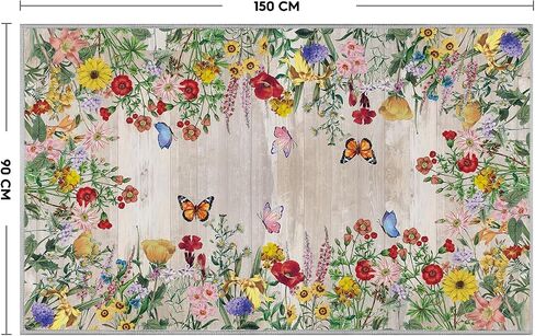 Artoid Mode Wood Flowers Butterfly Spring Area Rug, Summer Home Decor Low-Profile Washable Door Mat for Entryway Bedroom Living Room Laundry Room Indoor 2x3 Feet in Saudi Arabia