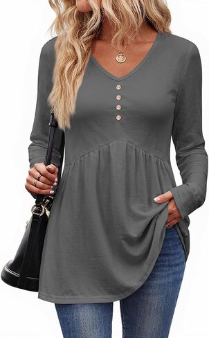 Ladies Tops and Blouses for Women Dressy Casual Button Down Shirts Peplum Tops for Women Plus Size Fall Clothes in Saudi Arabia