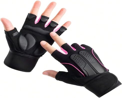 Wrist Support Weightlifting Gloves, Half Finger Gym Training Gloves with Padded Anti-Slip Palm for Fitness, Cycling, and Strength Training in Kuwait