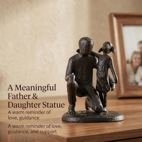 Father Daughter Figurine – Iron Dad and Daughter Gift for Father’s Day, Memorial or Birthday, Sentimental Sculpture Statue from Little Girl, Stepfather or Toddler Daughter, Valentine’s Gifts in Saudi Arabia