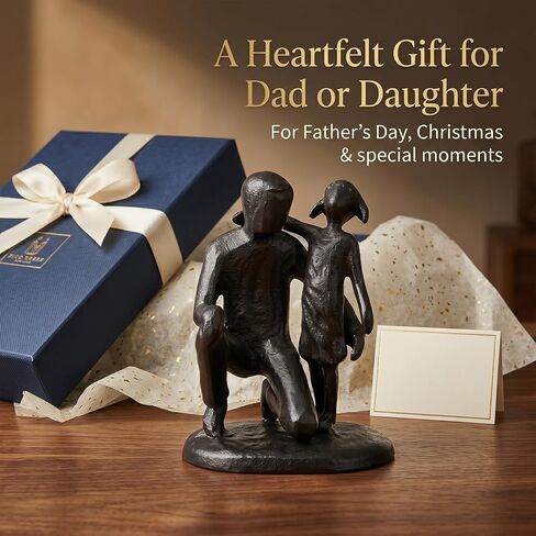 Father Daughter Figurine – Iron Dad and Daughter Gift for Father’s Day, Memorial or Birthday, Sentimental Sculpture Statue from Little Girl, Stepfather or Toddler Daughter, Valentine’s Gifts in Saudi Arabia