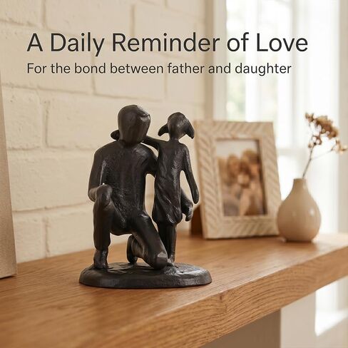 Father Daughter Figurine – Iron Dad and Daughter Gift for Father’s Day, Memorial or Birthday, Sentimental Sculpture Statue from Little Girl, Stepfather or Toddler Daughter, Valentine’s Gifts in Saudi Arabia