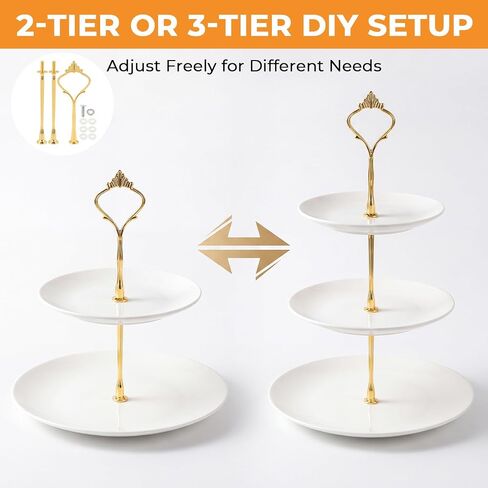 6 Sets 3 Tier Cake Stand Hardware, Tiered Tray Hardware Kits with 6 Pack Dessert Forks, Cake Fruit Plate Stand Handle Fitting Holder for Serving Dessert Cupcake Dish Food in Kuwait