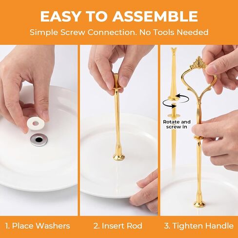 6 Sets 3 Tier Cake Stand Hardware, Tiered Tray Hardware Kits with 6 Pack Dessert Forks, Cake Fruit Plate Stand Handle Fitting Holder for Serving Dessert Cupcake Dish Food in Kuwait