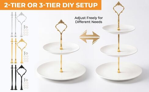 6 Sets 3 Tier Cake Stand Hardware, Tiered Tray Hardware Kits with 6 Pack Dessert Forks, Cake Fruit Plate Stand Handle Fitting Holder for Serving Dessert Cupcake Dish Food in Kuwait