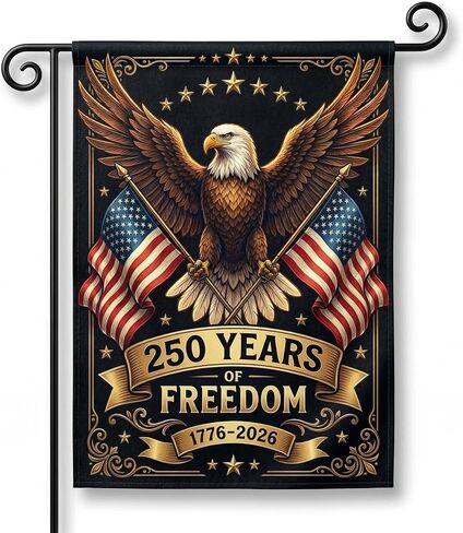 250 Years America Garden Flag,USA 250th Anniversary Patriotic Yard Flag,1776–2026 Outdoor Garden Banner,Double-sided printed eagle pattern,12 x 18 Inch (Gold) in Kuwait
