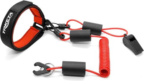 Floatable Boat Kill Switch Lanyard with Wristband & Whistle, Marine Engine Safety Stop Tether Coiled Cord, Compatible with Yamaha WaveRunner PWC, Red 1 Pack in Saudi Arabia