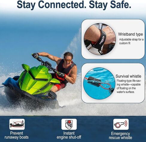 Floatable Boat Kill Switch Lanyard with Wristband & Whistle, Marine Engine Safety Stop Tether Coiled Cord, Compatible with Yamaha WaveRunner PWC, Red 1 Pack in Saudi Arabia