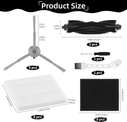 Replacement Parts Compatible with eufy L60 & L50 Series Robot Vacuum, Vacuum Replacement Kit with Roller Brushes, Side Brushes, HEPA Filters & Foam Filters, Robot Vacuum Accessories,20 Pack in Kuwait