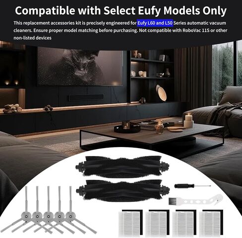 Replacement Parts Compatible with eufy L60 & L50 Series Robot Vacuum, Vacuum Replacement Kit with Roller Brushes, Side Brushes, HEPA Filters & Foam Filters, Robot Vacuum Accessories,20 Pack in Kuwait