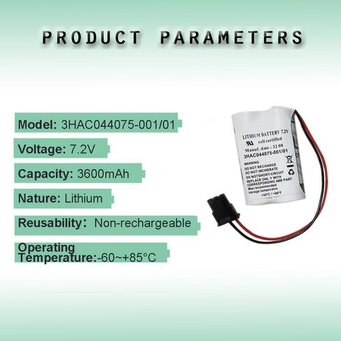 (2-Pack) بطارية ليثيوم 3HAC044075-001/01 7.2 فولت 3600 مللي أمبير في الساعة لبطارية ABB Robot CPU SMB 3HAC044075-001/ABB3HAC16831-1/ABBTA521 in Kuwait