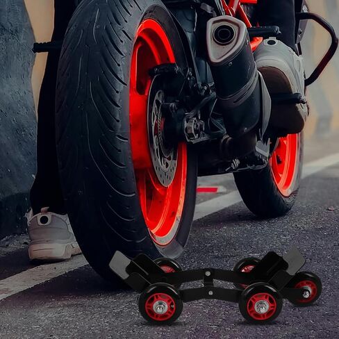 Amosfun Motorcycle Tire Booster Dolly Puller Tool with 5 Wheels - Emergency Vehicle Mover for Tricycles and Electric Bikes Heavy Duty Tire Roller for Garage Use in Kuwait