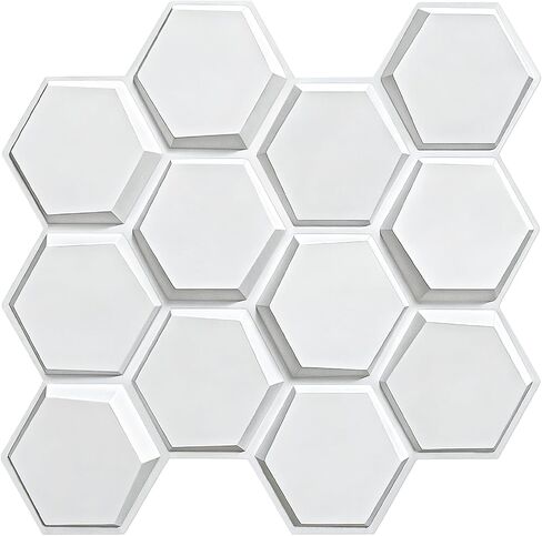 TroyStudio Hexagon Acoustic Sound Diffuser Panels, 19.7 X 19.7 X 0.9 inches 12 Pcs White PVC Plastic 3D Wall Panel, Recording Studio Acoustical Treatment Diffusion panel, Art Decorative Ceiling Tiles in Saudi Arabia