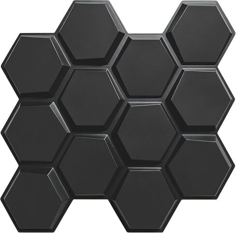 TroyStudio Hexagon Acoustic Sound Diffuser Panels, 19.7 X 19.7 X 0.9 inches 12 Pcs Black PVC Plastic 3D Wall Panel, Recording Studio Acoustical Treatment Diffusion panel, Art Decorative Ceiling Tiles in Saudi Arabia