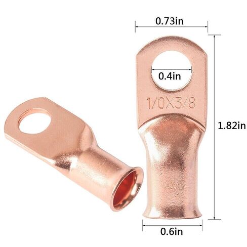 20 قطعة 1/0 AWG العروات النحاسية | 3/8 "موصلات طرفية ذات فتحات مغلقة من UL مدرجة في قائمة UL | أطراف كابلات بطارية ذات فتحات نحاسية عارية شديدة التحمل | موصلات تجعيد باللونين الأسود والأحمر in Kuwait