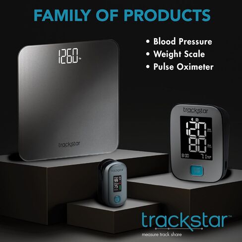 جهاز قياس ضغط الدم الذكي من Trackstar | واسعة النطاق الكفة الذراع العلوي | تطبيق مراقبة Trackstar | متوافق مع بلوتوث iOS وأندرويد | قياس النتائج وتتبعها ومشاركتها in Kuwait