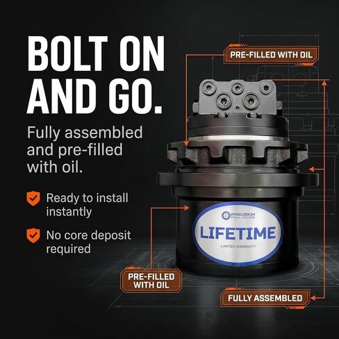 Precision Final Drive Motor Compatible with Bobcat E35, Excavator, Pre-Filled with Oil, Fully Assembled Hydraulic Travel Drive Motor, Heavy-Duty Metal Construction, Durable & Reliable in Saudi Arabia
