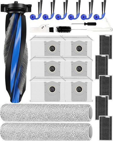 23 Pcs Accessories for Ecovacs Deebot T90 Pro Omni, X9S/X12 Pro Omni, For Yeedi M16/S20 Infinity Ultra Robot Vacuum Cleaner: 1 Main Brush, 2 Roller Mops, 6 Side Brush, 5 HEPA Filter, 6 Dust Bag in Kuwait