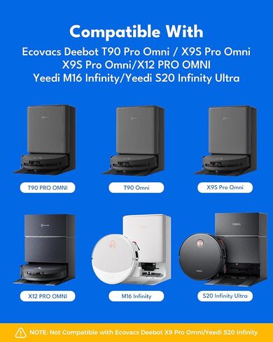 23 Pcs Accessories for Ecovacs Deebot T90 Pro Omni, X9S/X12 Pro Omni, For Yeedi M16/S20 Infinity Ultra Robot Vacuum Cleaner: 1 Main Brush, 2 Roller Mops, 6 Side Brush, 5 HEPA Filter, 6 Dust Bag in Kuwait