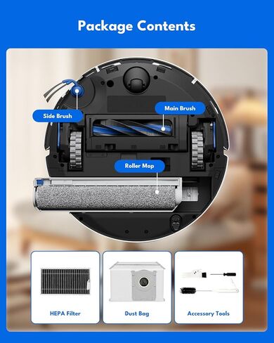 23 Pcs Accessories for Ecovacs Deebot T90 Pro Omni, X9S/X12 Pro Omni, For Yeedi M16/S20 Infinity Ultra Robot Vacuum Cleaner: 1 Main Brush, 2 Roller Mops, 6 Side Brush, 5 HEPA Filter, 6 Dust Bag in Kuwait