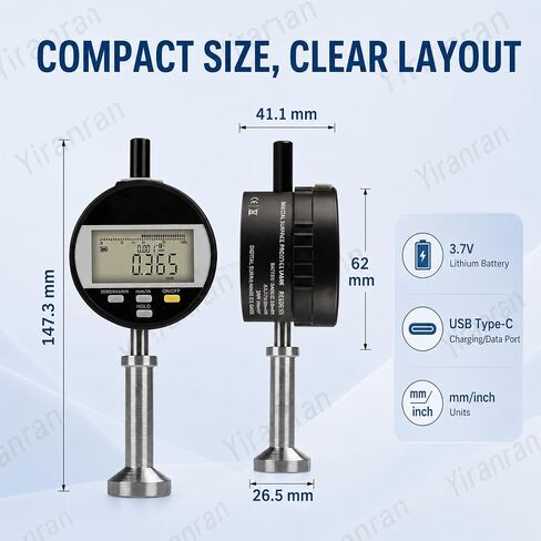 0-6.5mm Digital Surface Roughness Meter, Digital Surface Profile Gauge, ±0.003mm Accuracy, 0.001mm Resolution, mm/inch, USB Rechargeable for Sandblasting & Coating Inspection in Kuwait